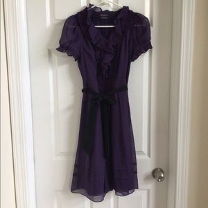 Ruffle Front Flowy Purple Dress